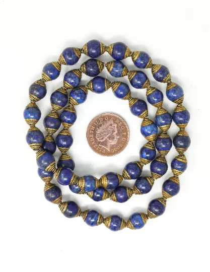 13mm Tibetan Brass Capped Spacer Beads for Homemade Jewellery, A pack of 5 beads