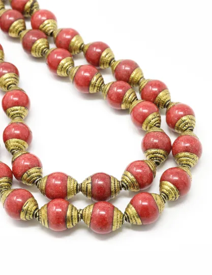 13mm Tibetan Brass Capped Spacer Beads for Homemade Jewellery, A pack of 5 beads