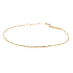 14k 5 Bead Set Diamond Bar Bracelet