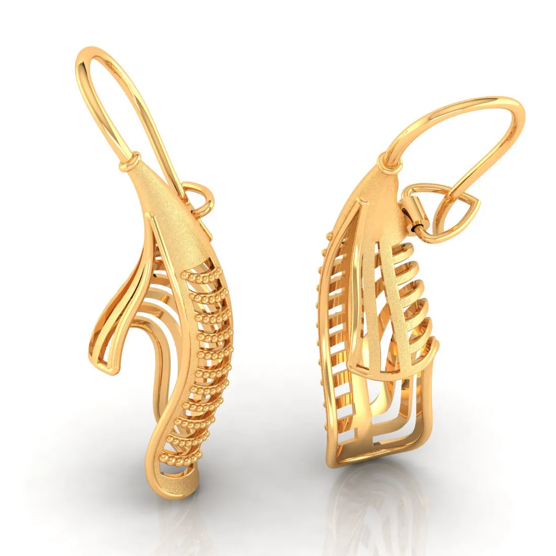 14k Gold Earrings With A Unique Bended Conical Shape