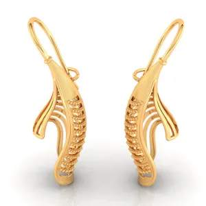 14k Gold Earrings With A Unique Bended Conical Shape