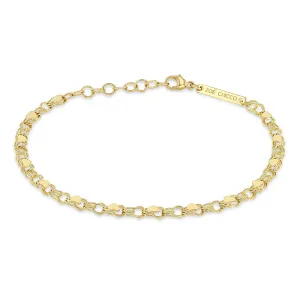 14k Gold Heart & Double Link Chain Bracelet