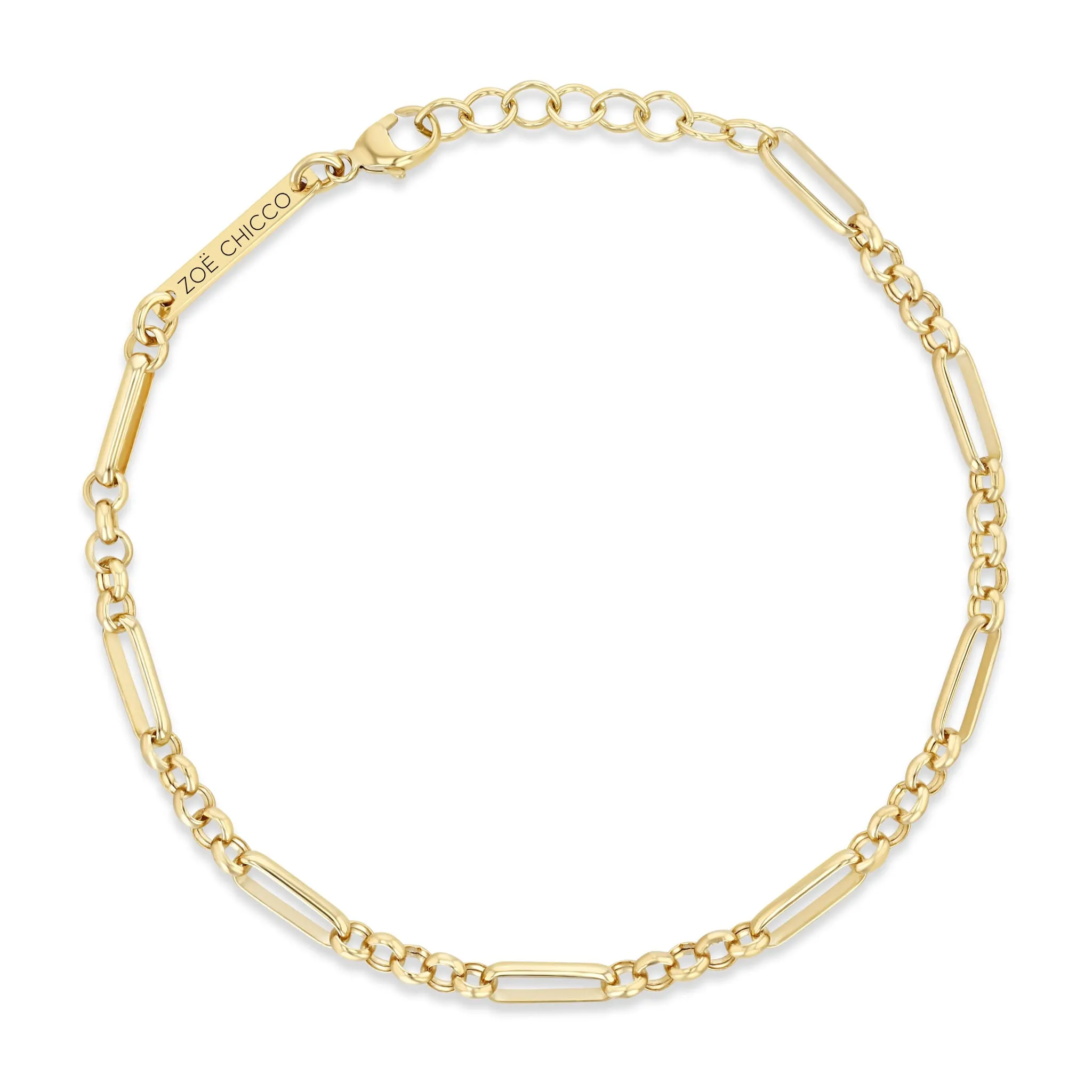 14k Gold Medium Paperclip Rolo Chain Bracelet