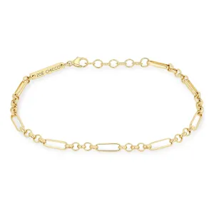 14k Gold Medium Paperclip Rolo Chain Bracelet