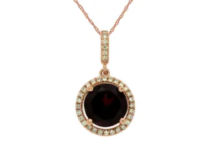 14K Rose Gold Rhodolite and Diamond Necklace