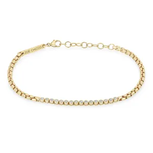 14k Small Diamond Bezel Tennis Segment Box Chain Bracelet