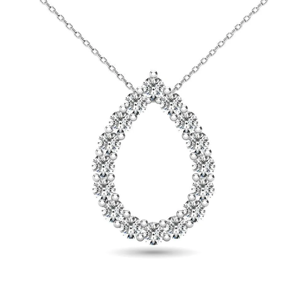 14K White Gold 3/8 Ct.Tw. Diamond Tear Drop Pendant