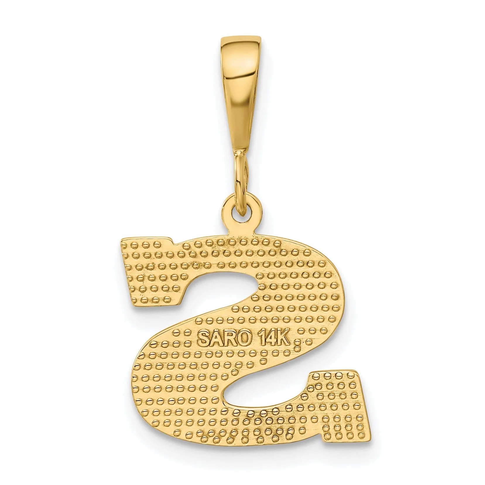 14k Yellow Gold Polished Texture Finish Letter S Initial Charm Pendant