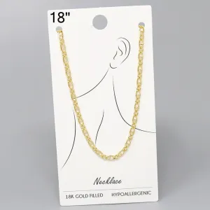 18K Gold Dipped Textured Mariner Chain Necklace - 18"