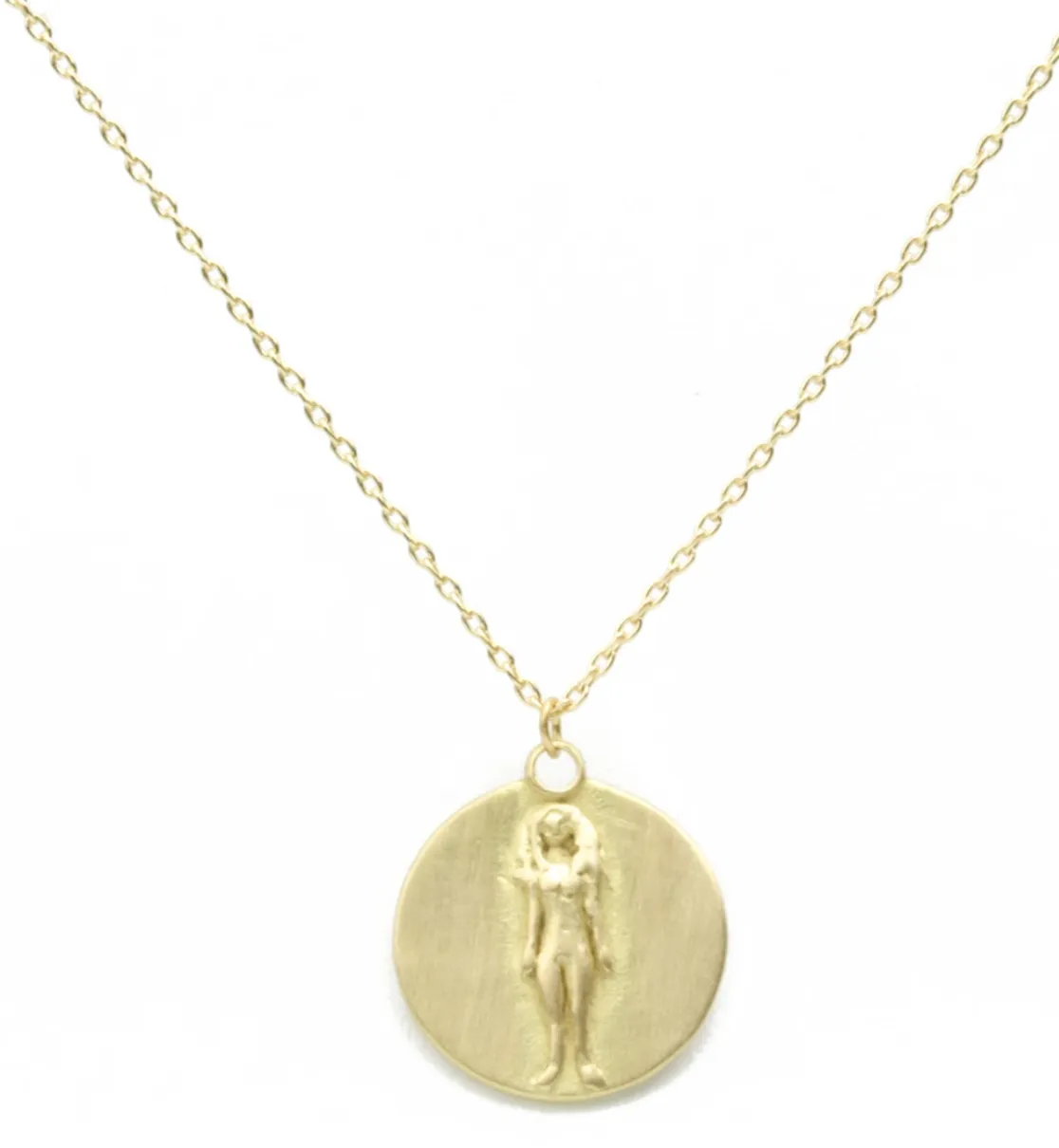 18KY Zodiac Medal Necklace 18"