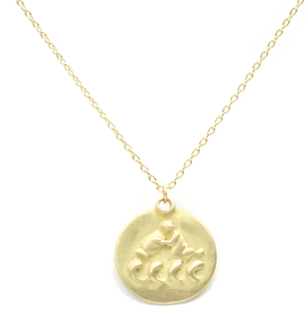 18KY Zodiac Medal Necklace 18"