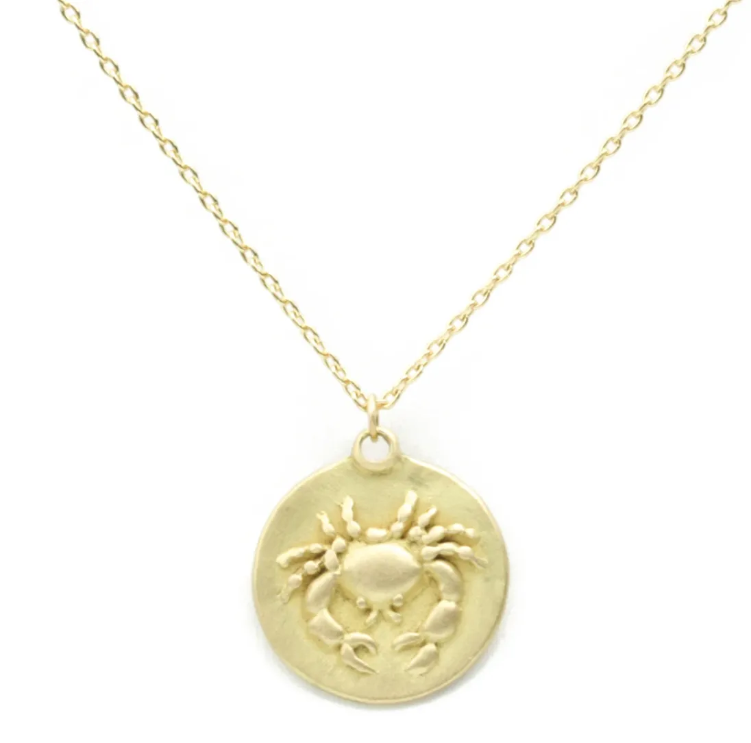 18KY Zodiac Medal Necklace 18"