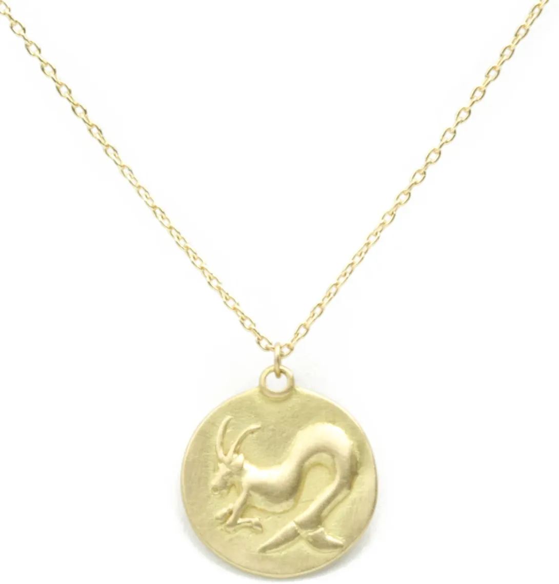 18KY Zodiac Medal Necklace 18"