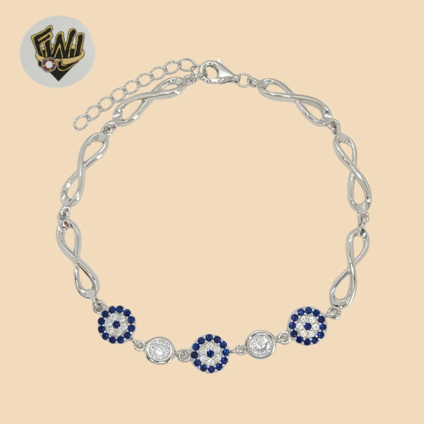 (2-0440) 925 Sterling Silver - 5mm Evil Eye Bracelet.