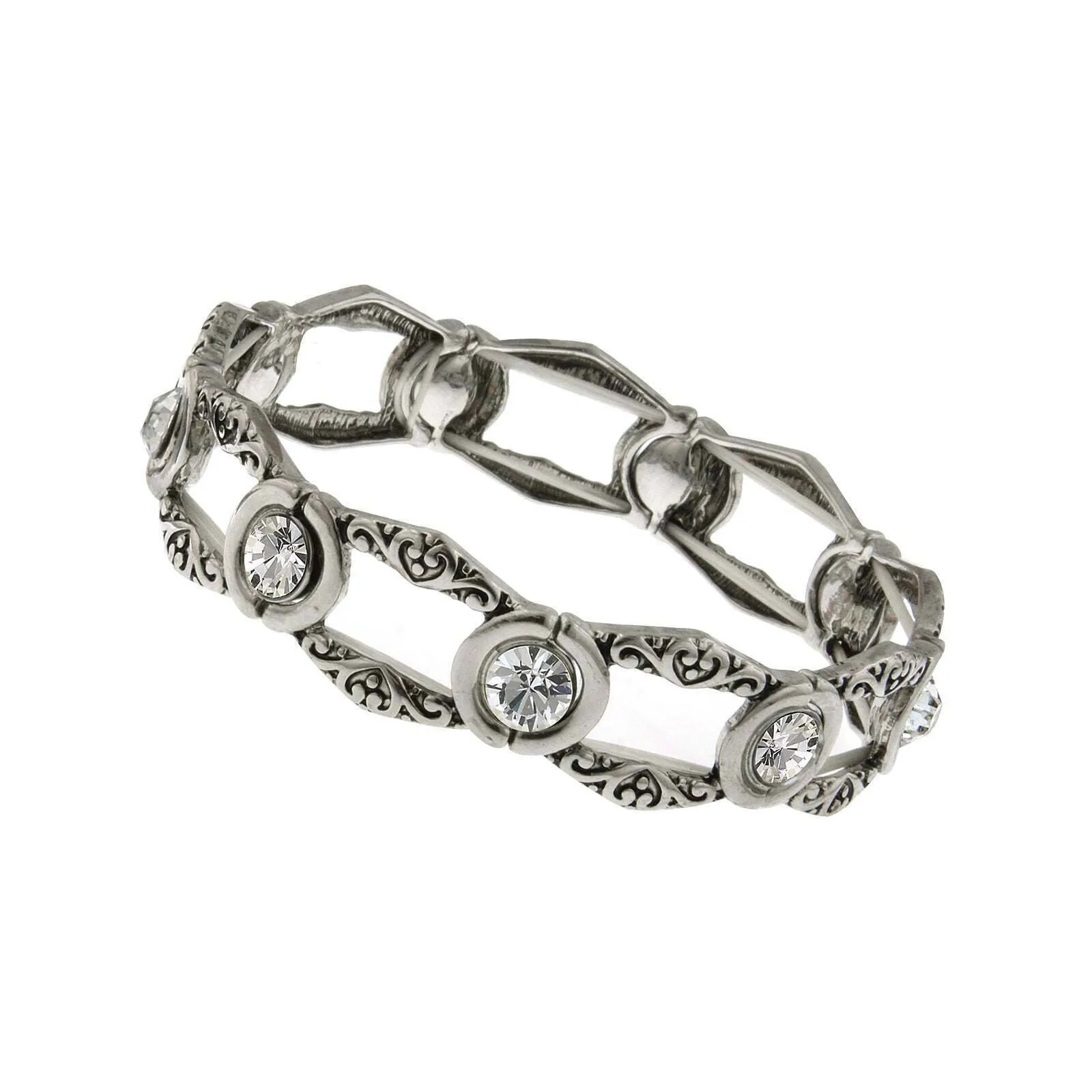 2028 Jewelry Clear Crystal Open Work Stretch Bracelet