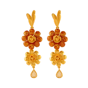 22k Unique Gold Earrings With Beautiful Floral Design