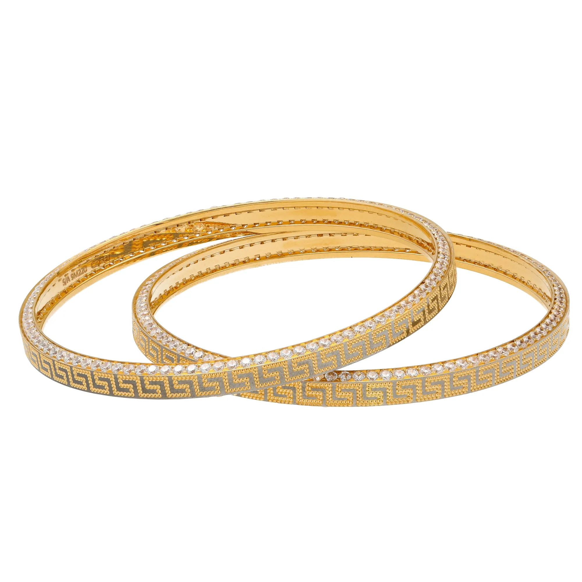 22K Yellow Gold & CZ Bangle Set of 4 (94.1gm)