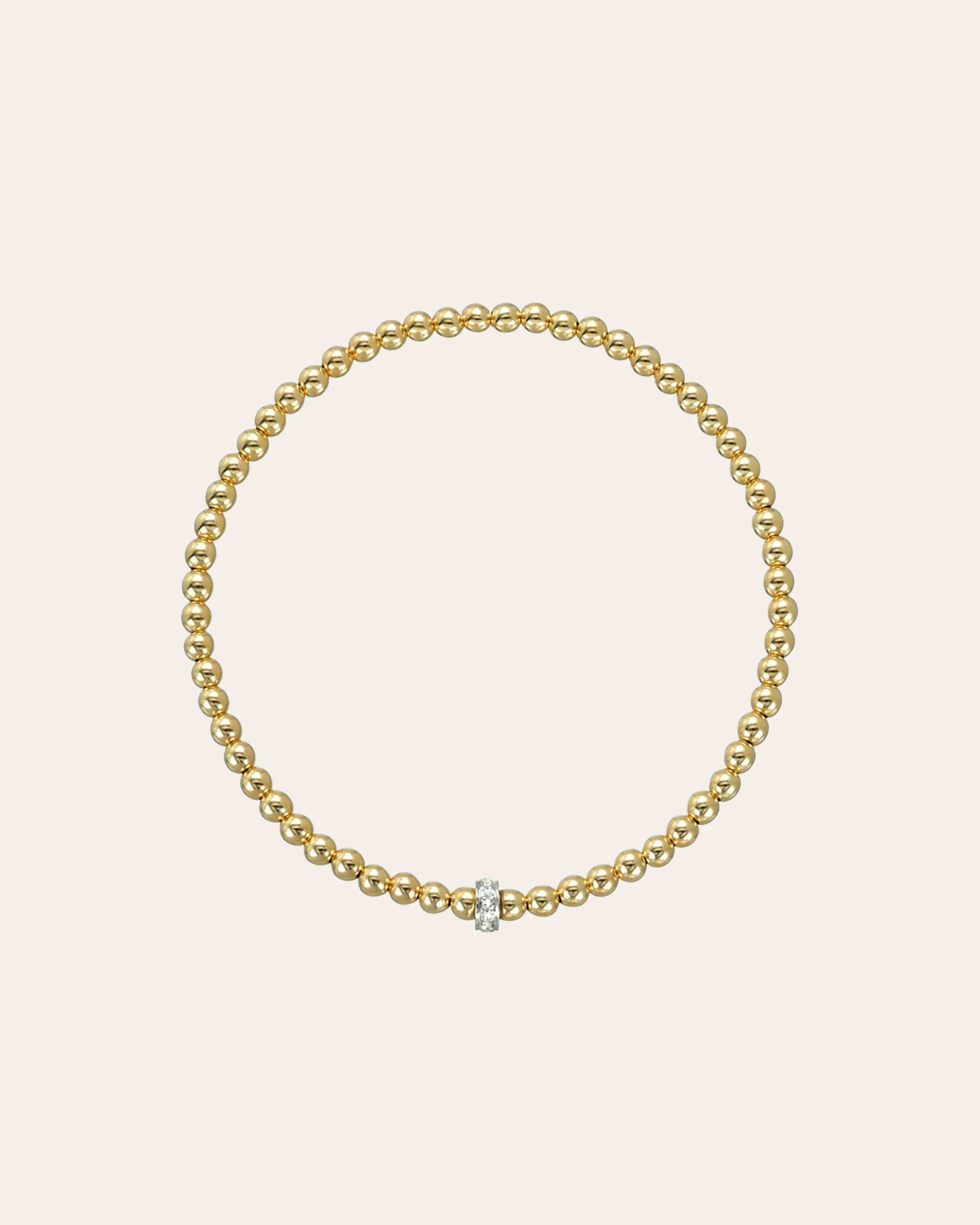 3mm Gold Bead Bracelet With Diamond Bar