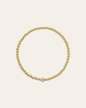 3mm Gold Bead Bracelet With Diamond Bar