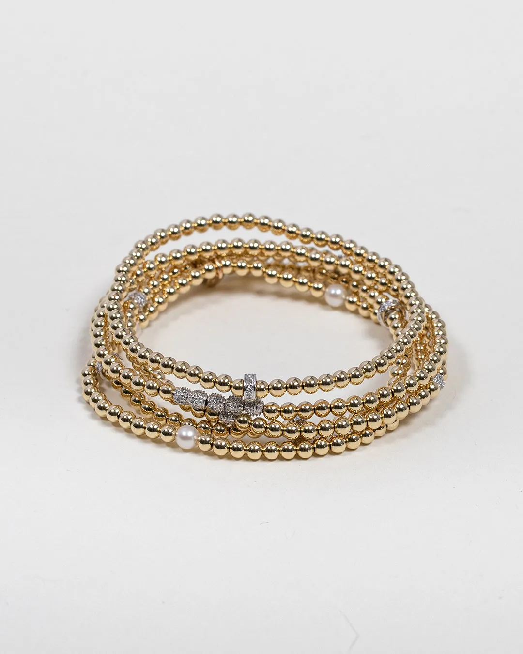 3mm Gold Bead Bracelet With Diamond Bar