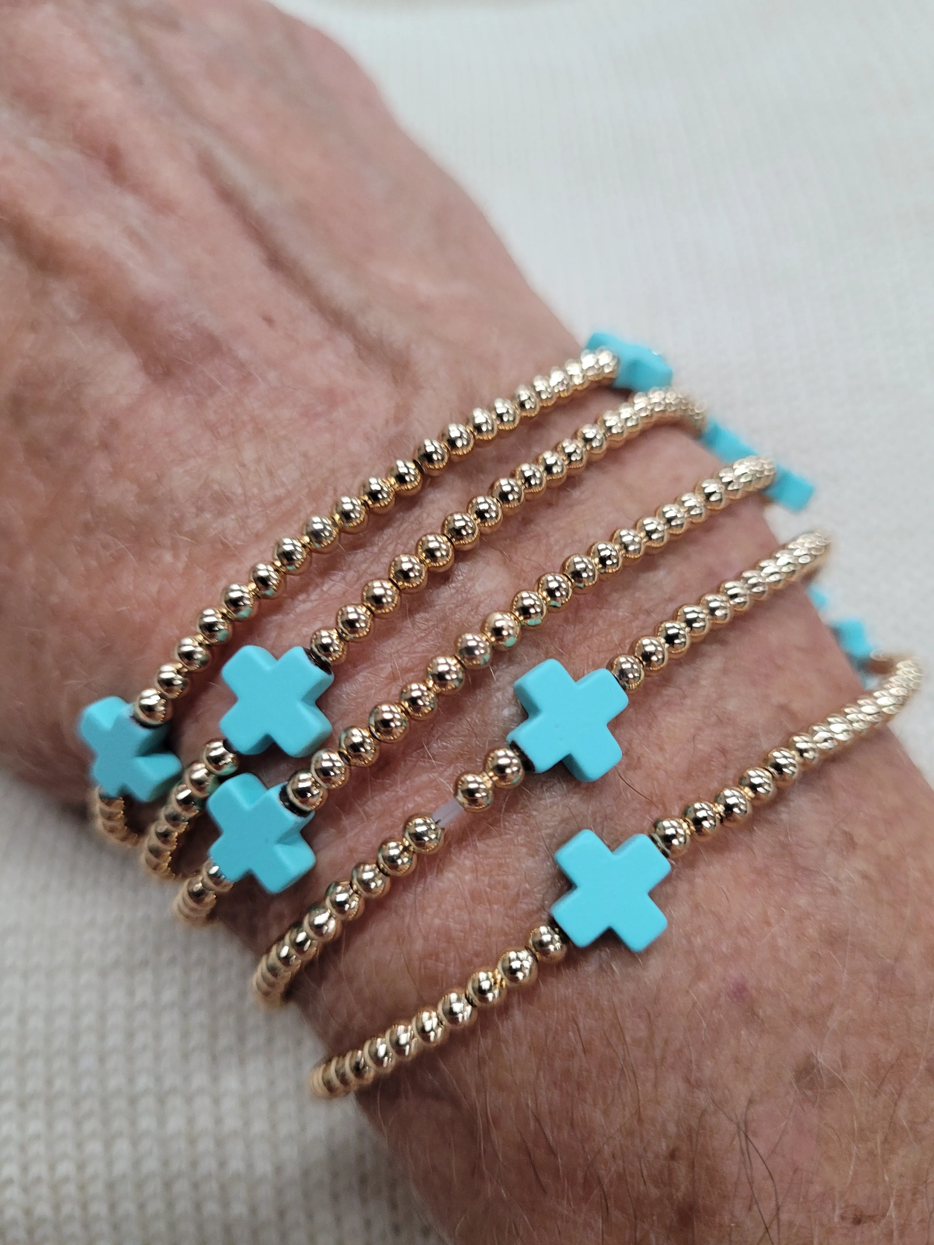 5 Piece Gold Cross Bracelet Set -2 Colors