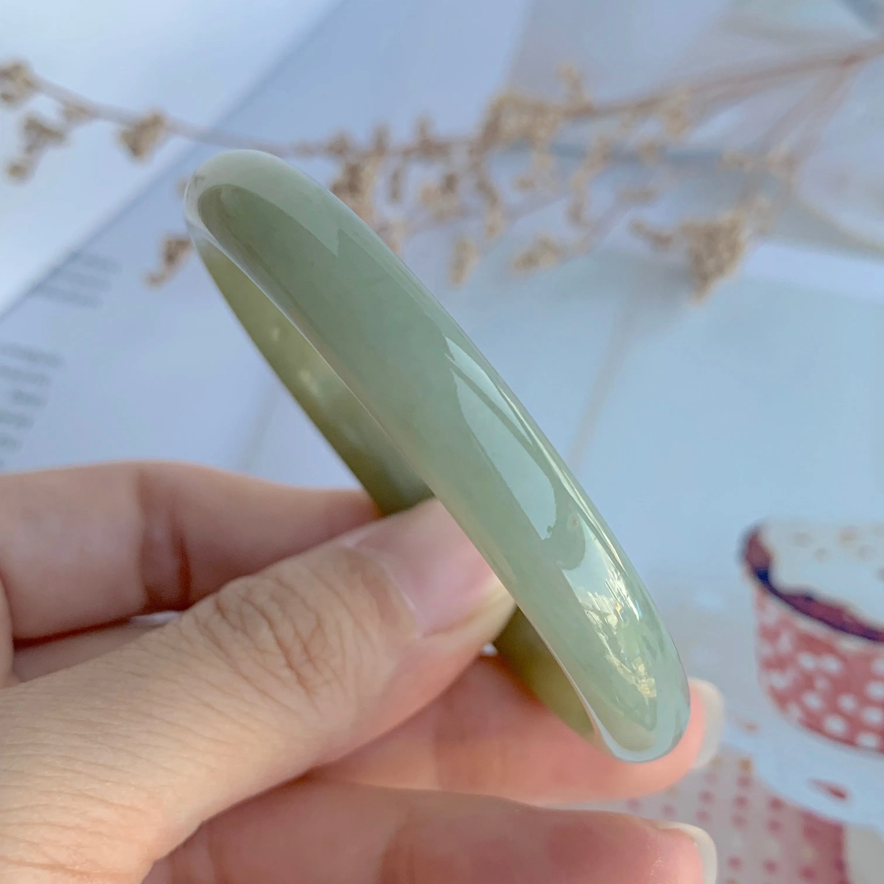 50.7mm A-Grade Jadeite Yellow And Green Modern Oval Bangle No.330002