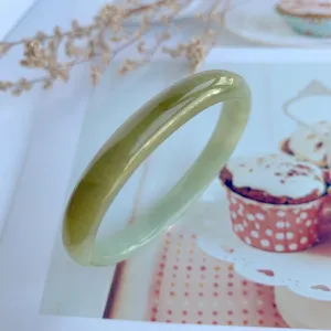 50.7mm A-Grade Jadeite Yellow And Green Modern Oval Bangle No.330002