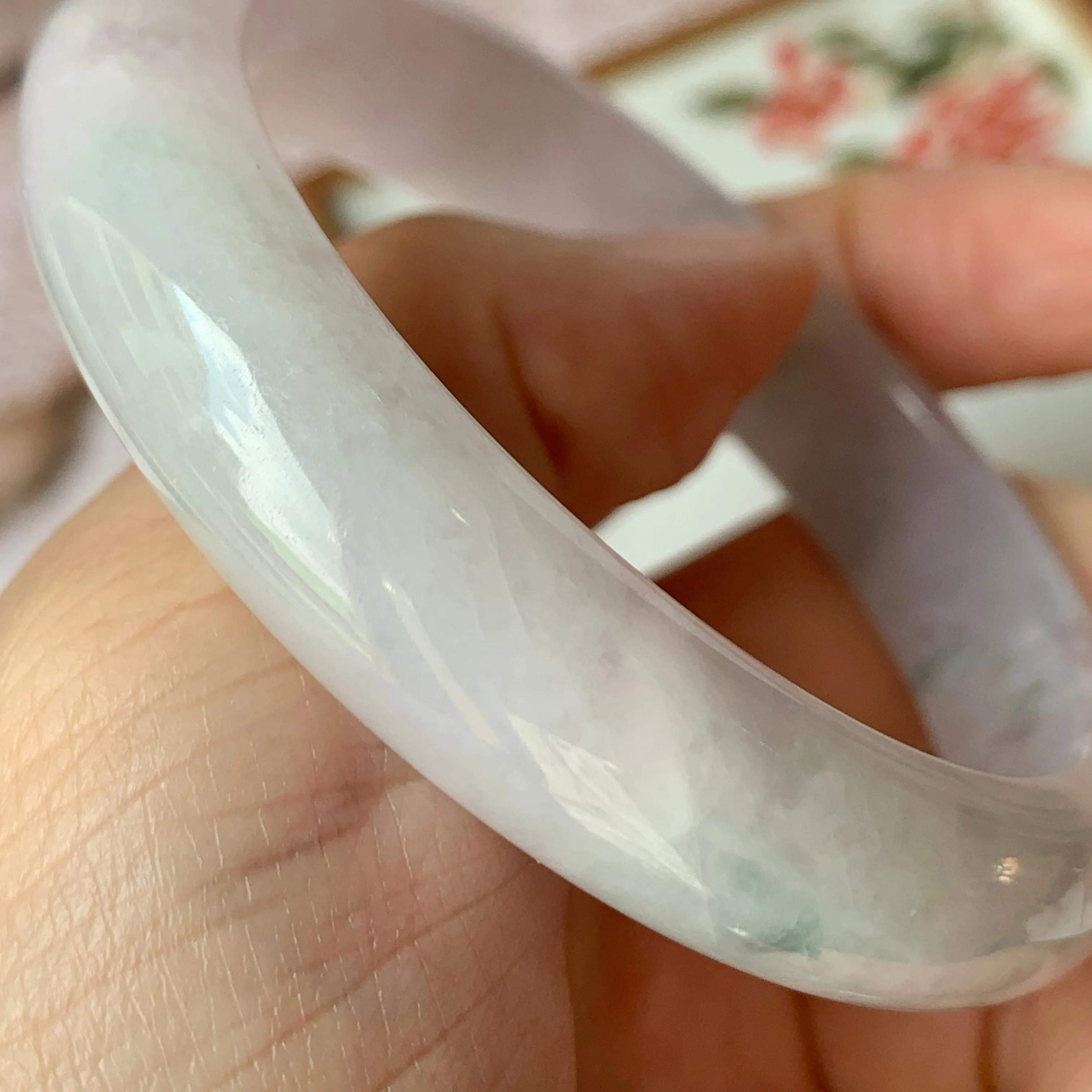 53.9mm A-Grade Natural Lavender Jadeite Modern Round Bangle No.330065