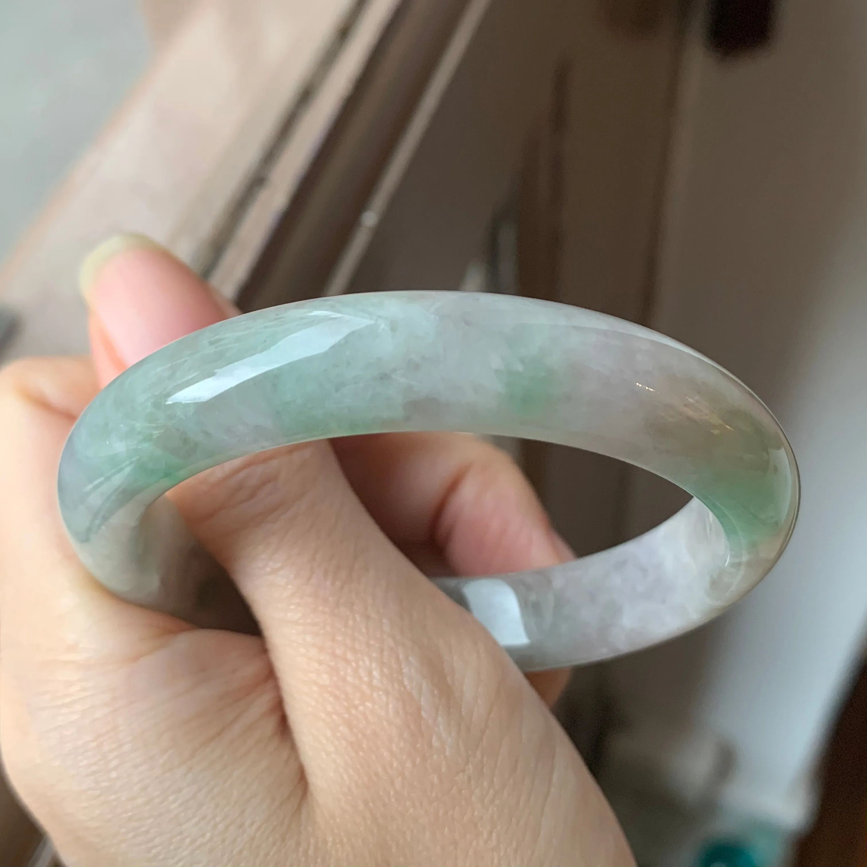 54.1mm A-Grade Natural Jadeite Modern Round Bangle No.151802