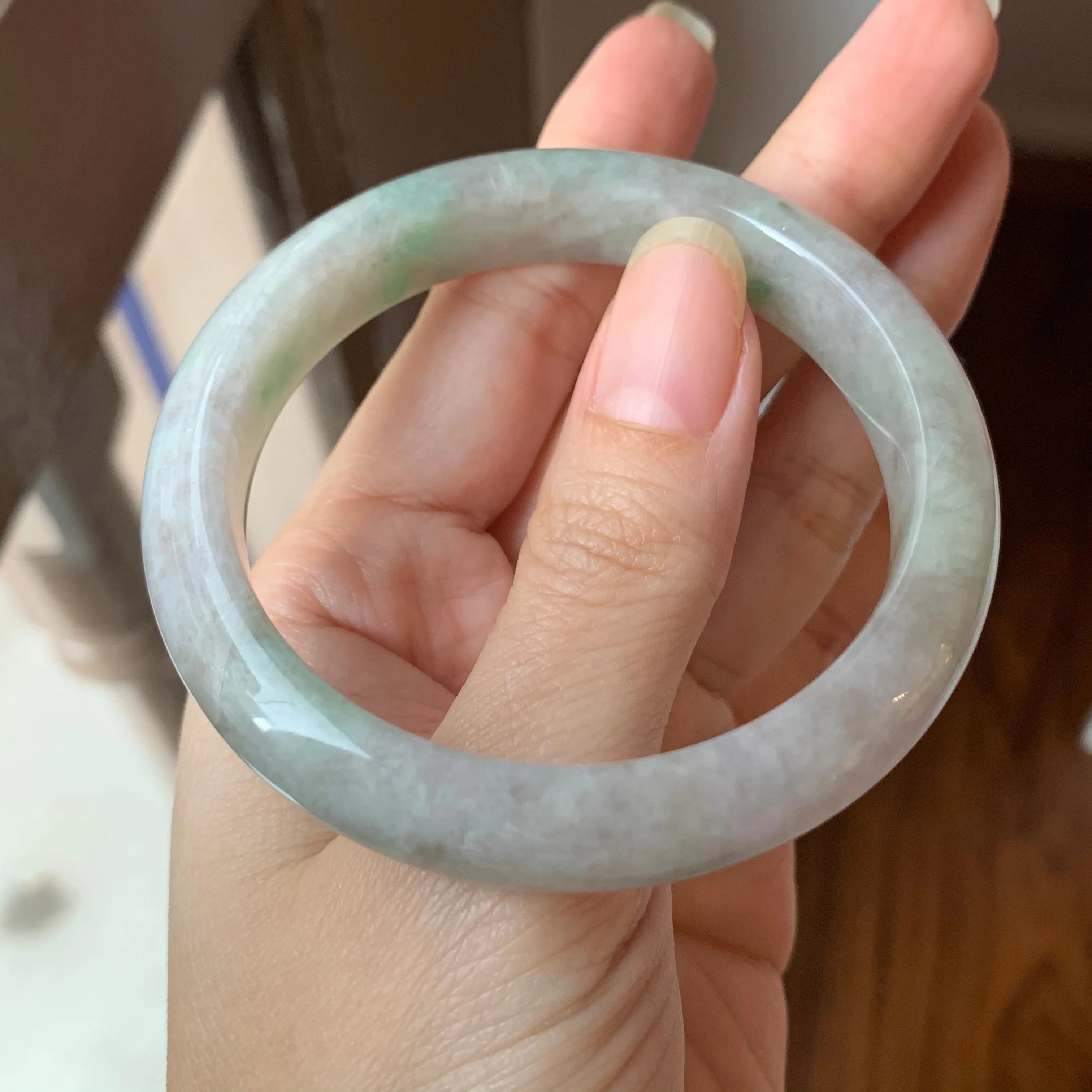 54.1mm A-Grade Natural Jadeite Modern Round Bangle No.151802