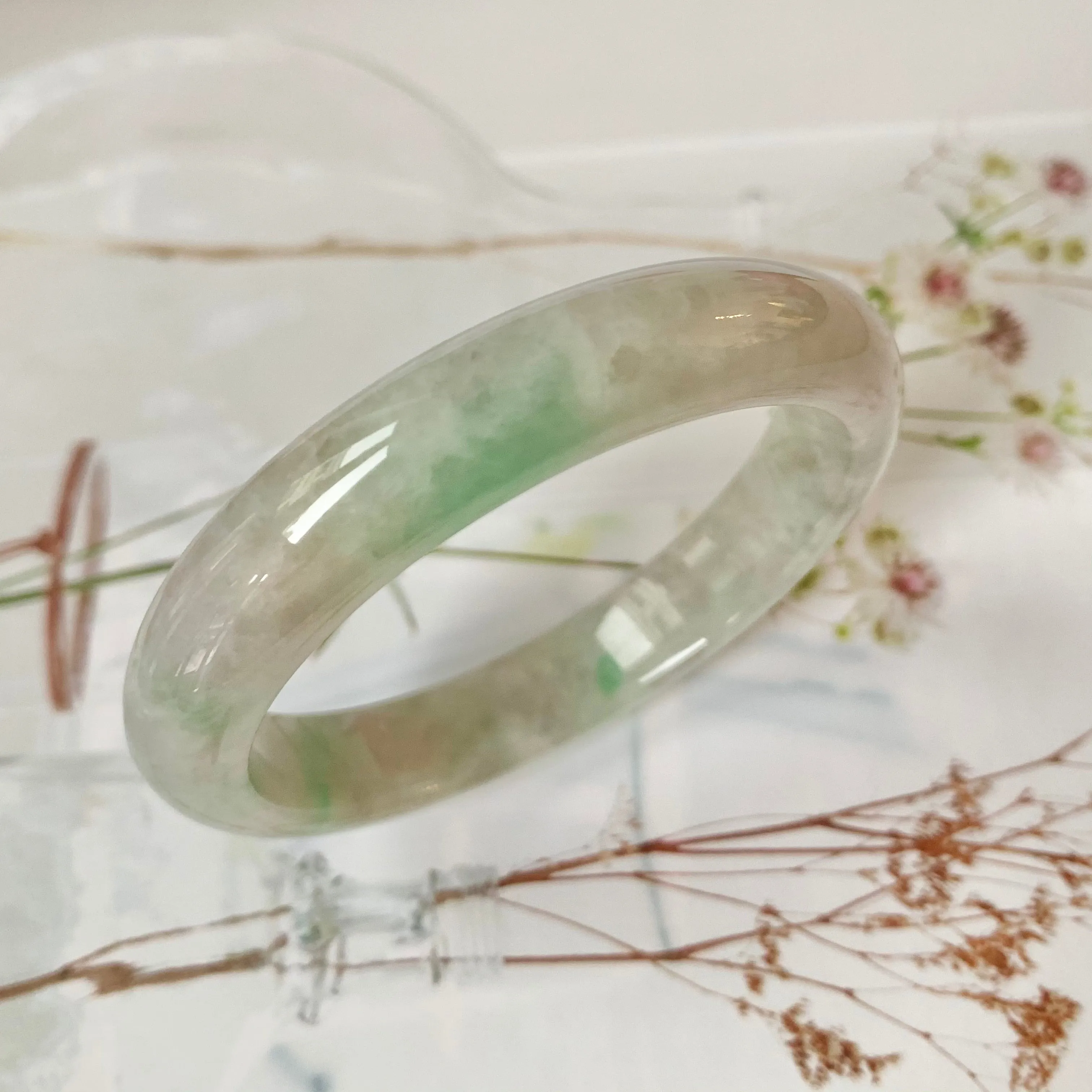 54.1mm A-Grade Natural Jadeite Modern Round Bangle No.151802