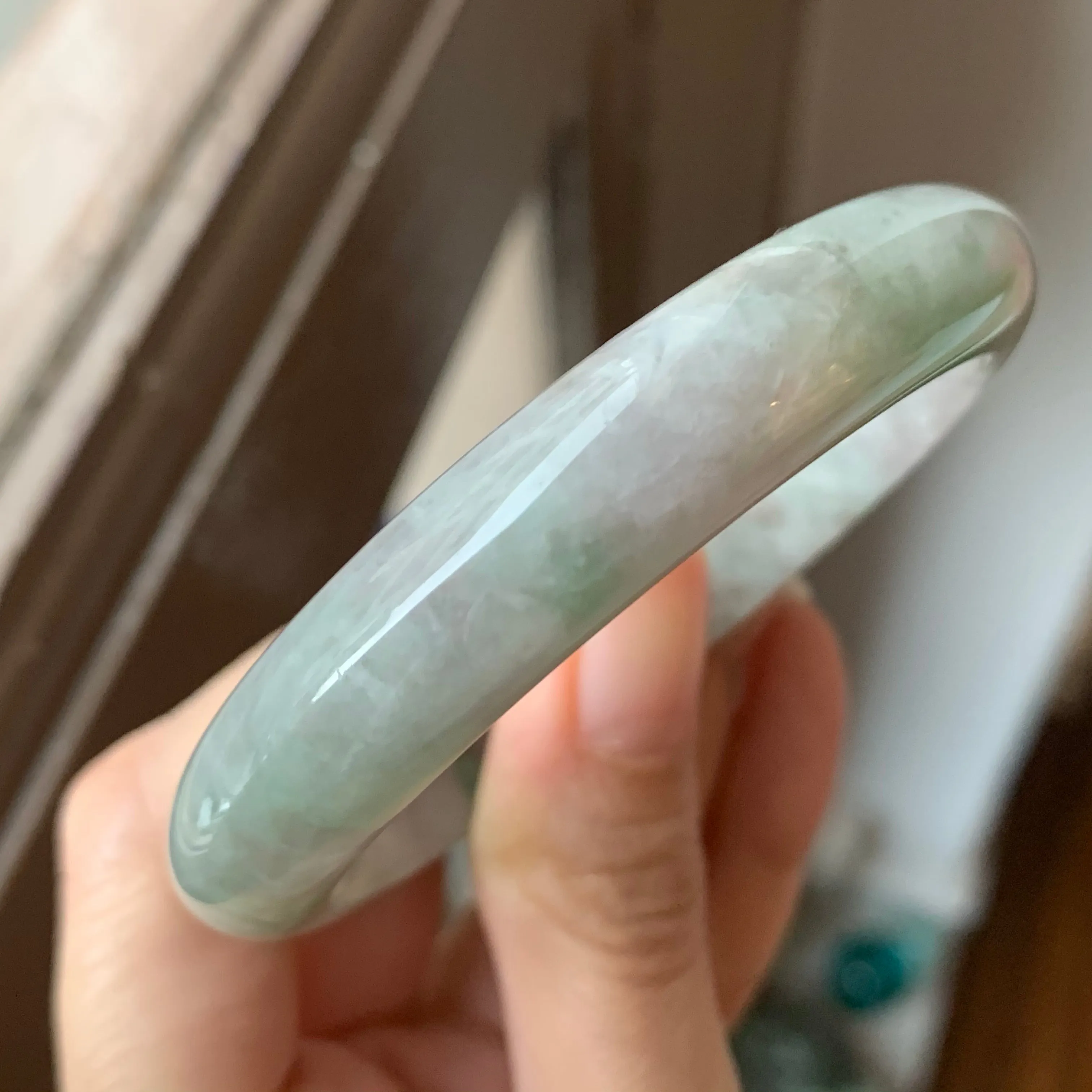 54.1mm A-Grade Natural Jadeite Modern Round Bangle No.151802