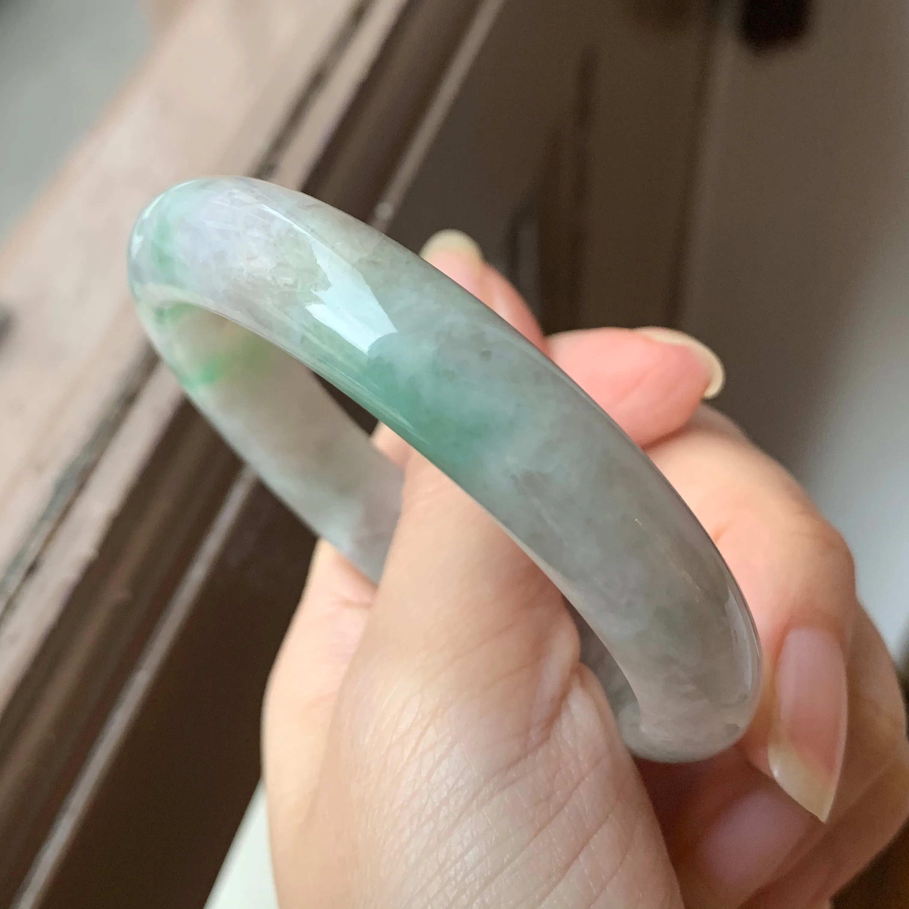 54.1mm A-Grade Natural Jadeite Modern Round Bangle No.151802