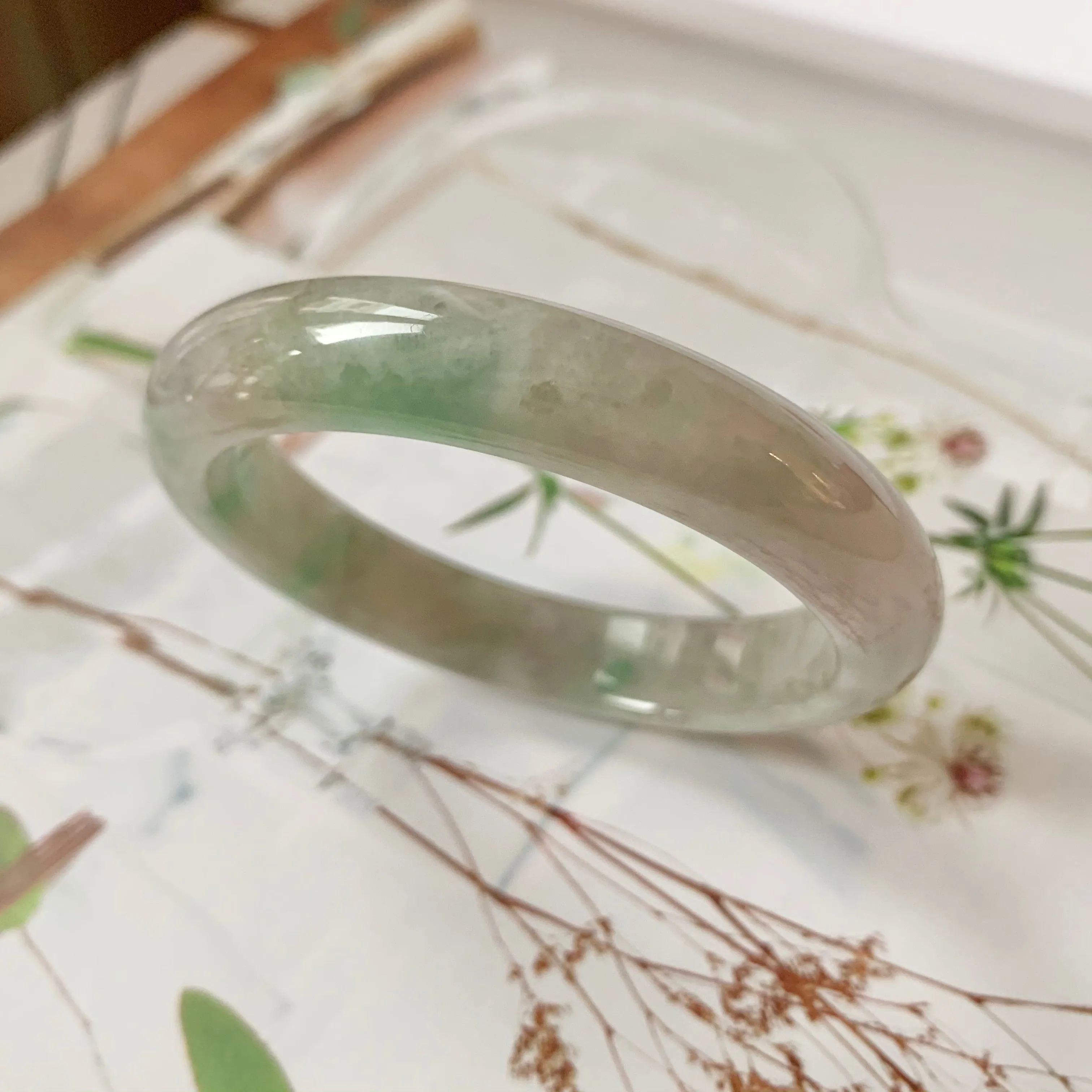 54.1mm A-Grade Natural Jadeite Modern Round Bangle No.151802