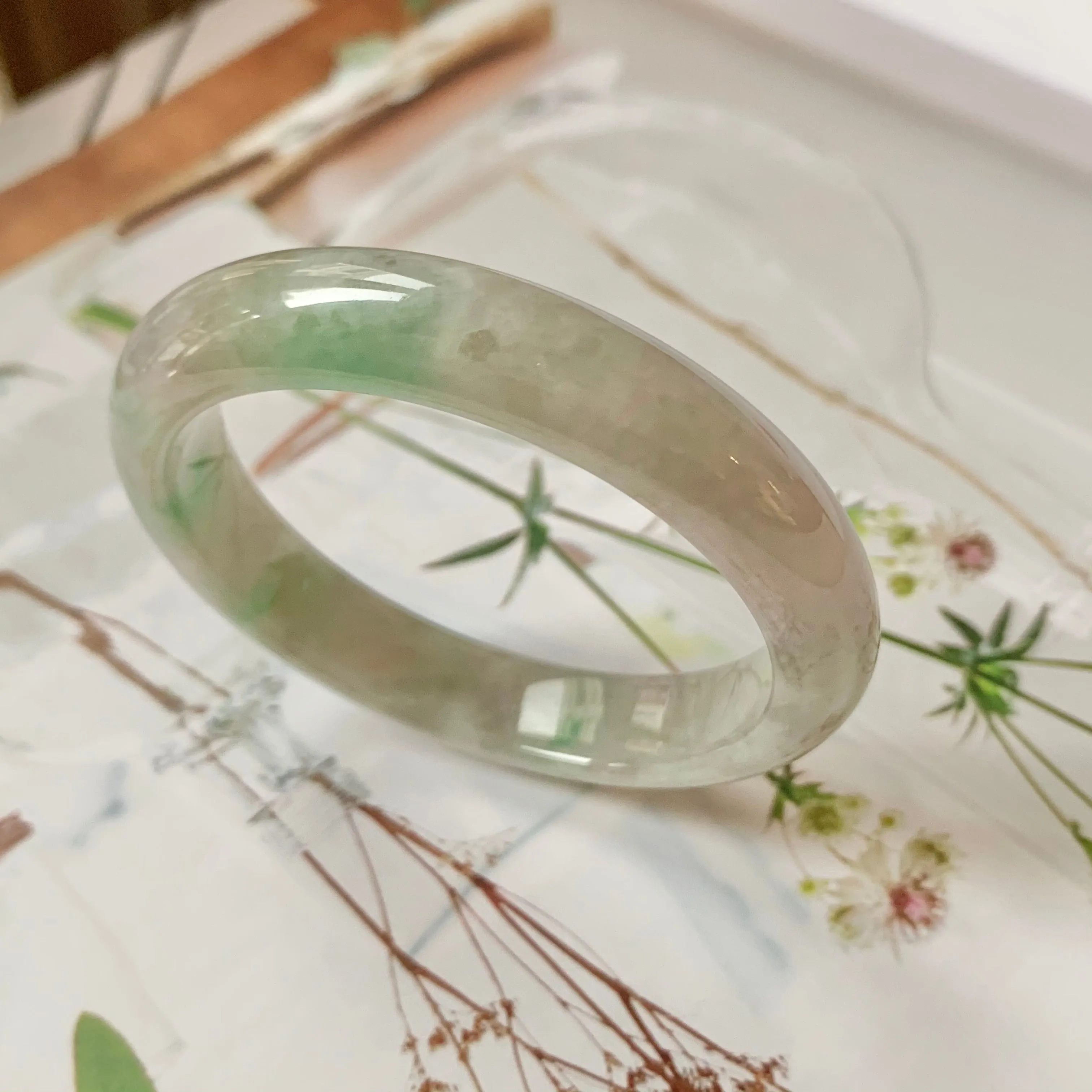 54.1mm A-Grade Natural Jadeite Modern Round Bangle No.151802