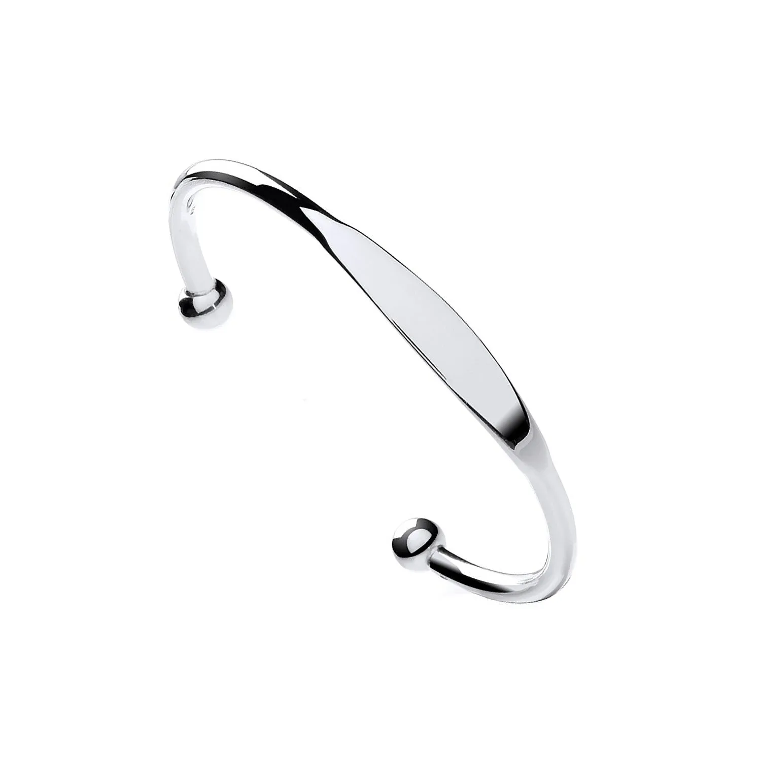 925 Sterling Silver Solid Identity Torque Bangle 21.5g