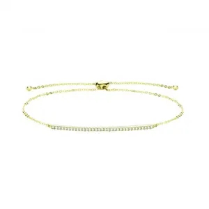 9ct Yellow Gold Zirconia Bar Bracelet with Pull Style Design BR629