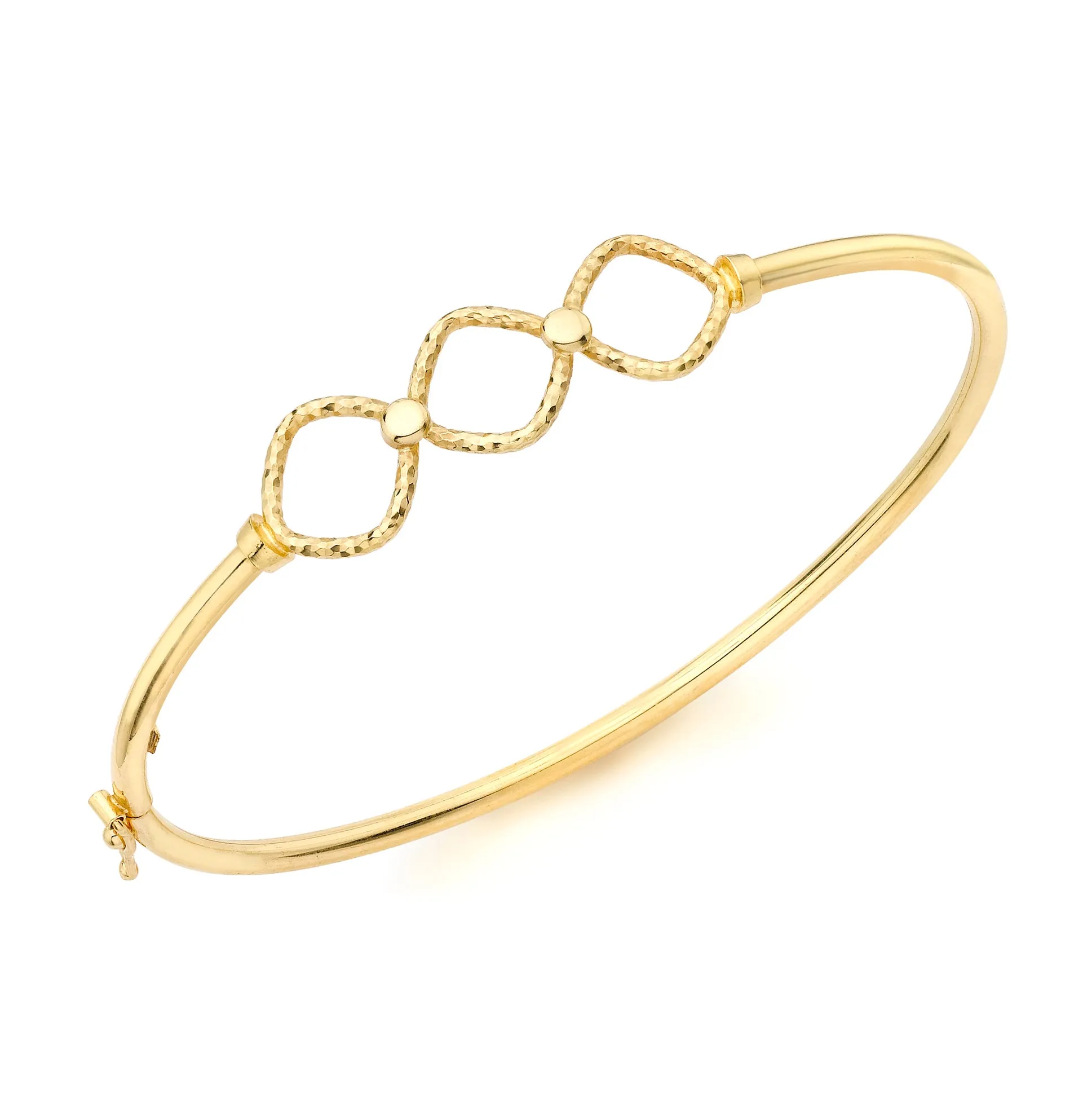 9K Yellow Gold Faceted Triple Ring Bangle