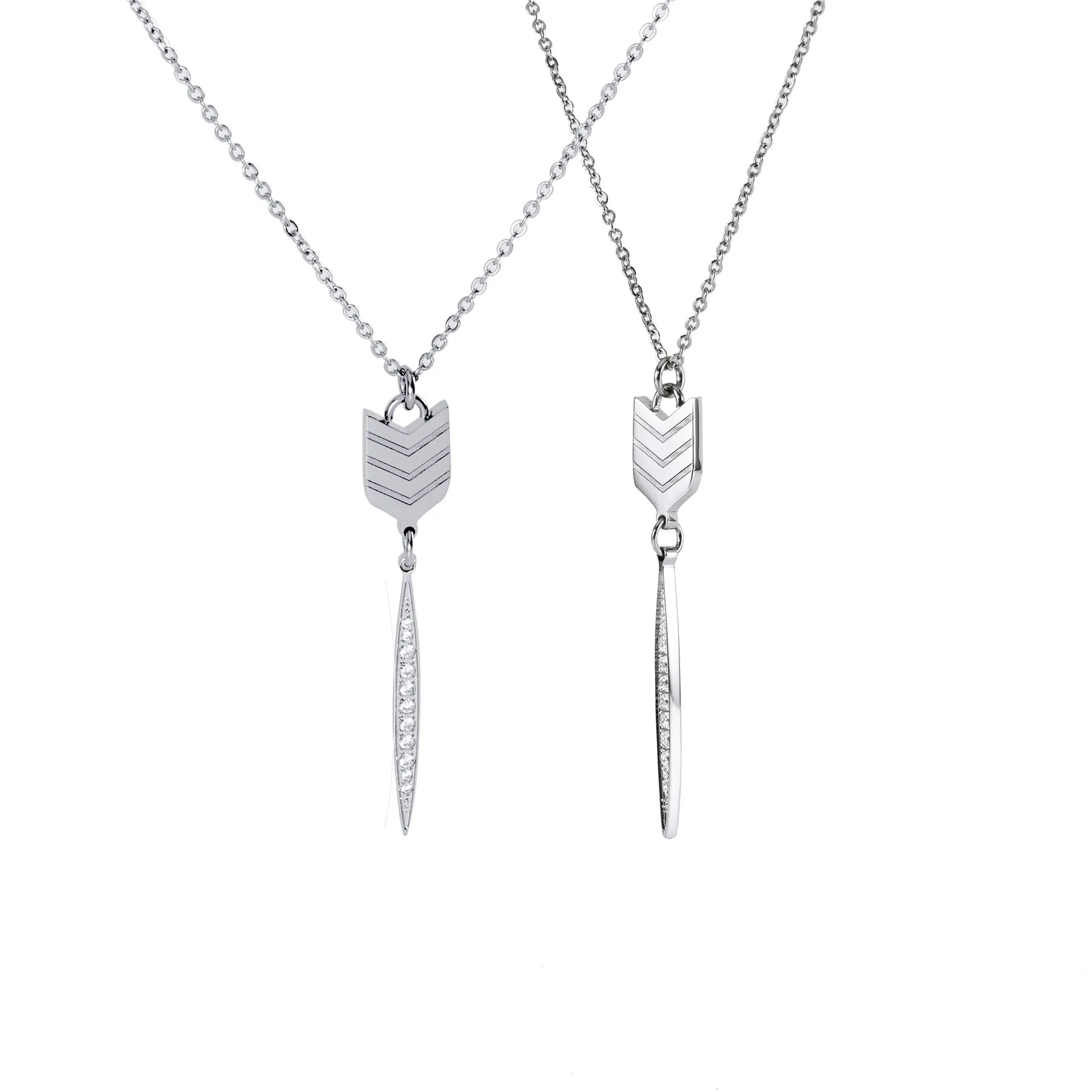 Addison 18k White Gold Plated Arrow Drop Dangle CZ Crystal Necklace