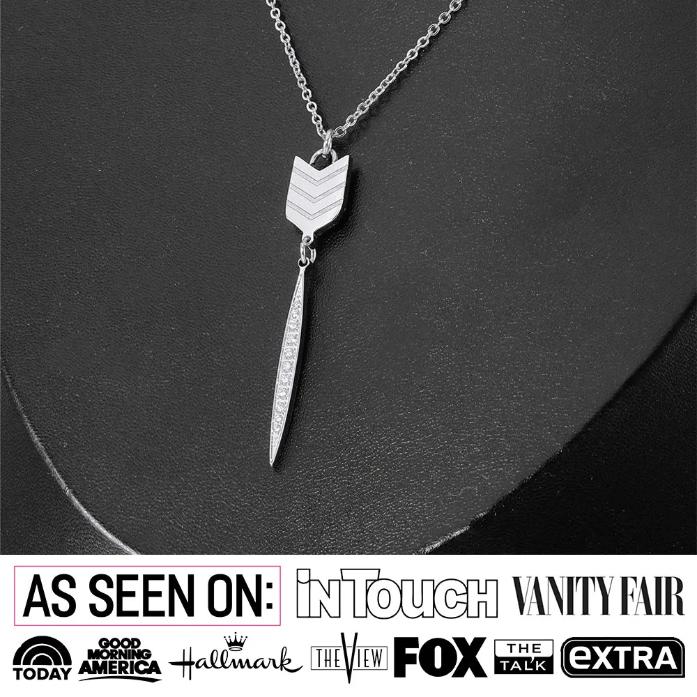 Addison 18k White Gold Plated Arrow Drop Dangle CZ Crystal Necklace