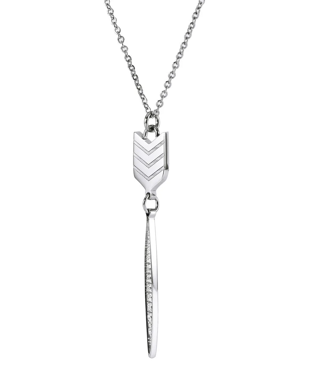 Addison 18k White Gold Plated Arrow Drop Dangle CZ Crystal Necklace