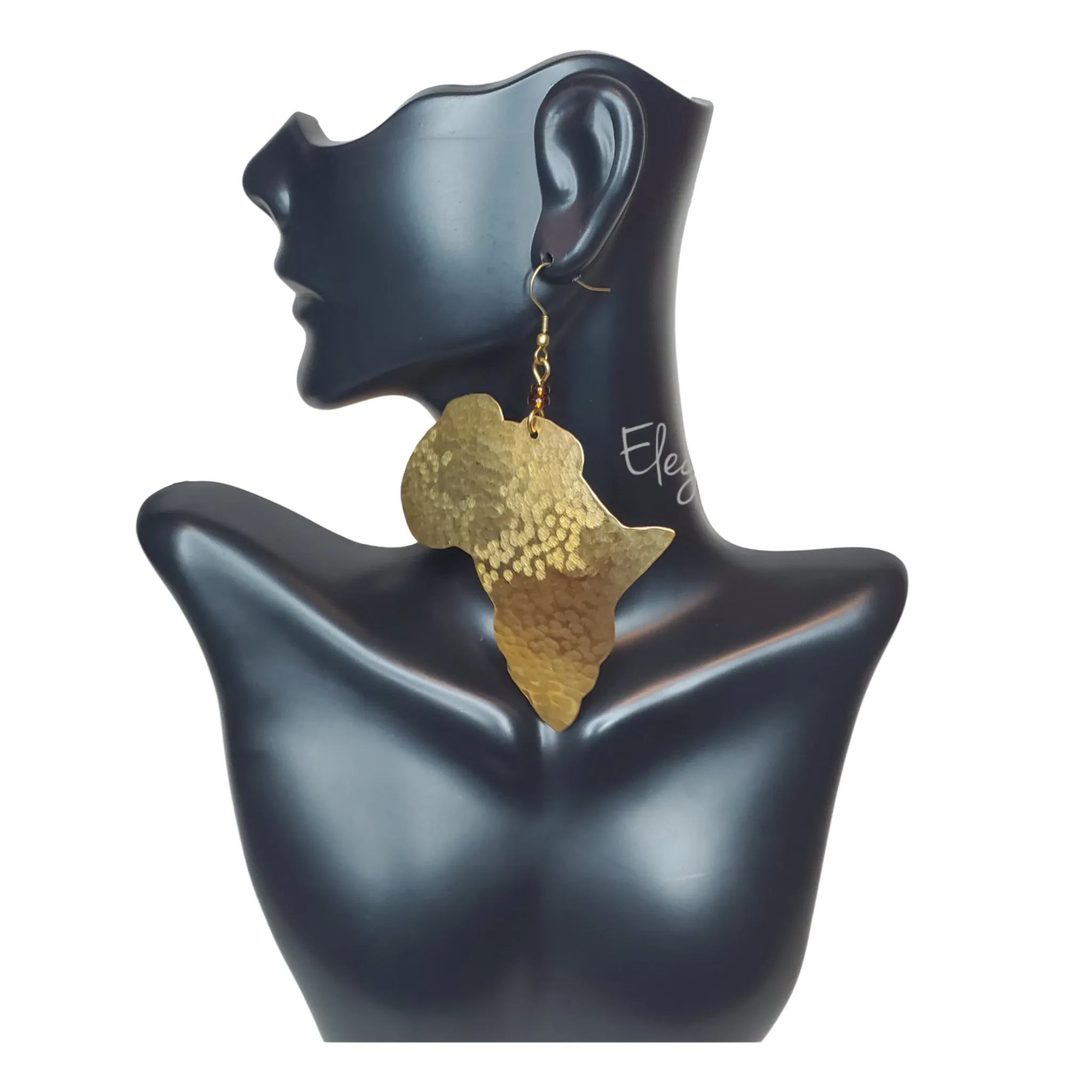 Africa Map Brass Earrings