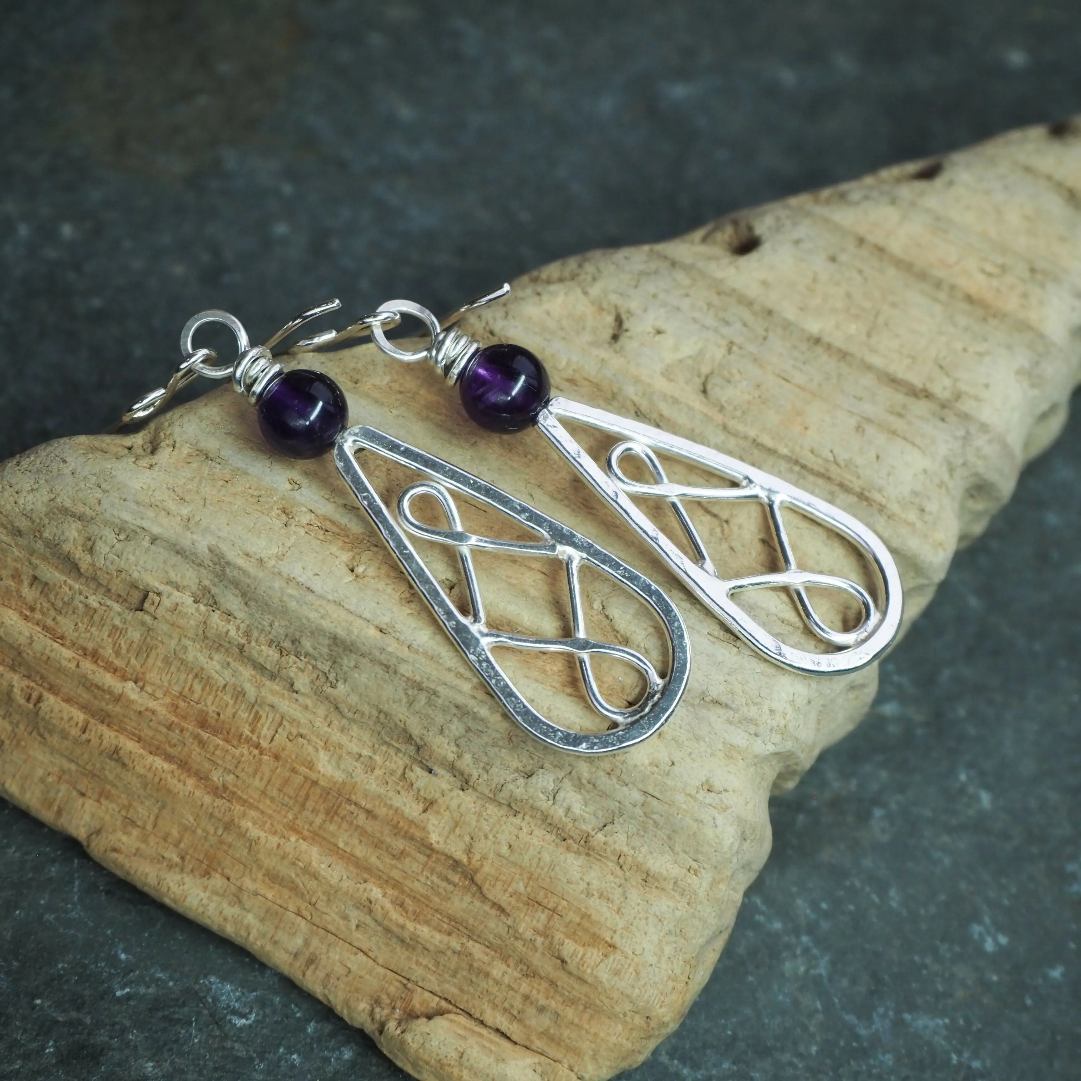 Amethyst Silver Dangle Drop Earrings