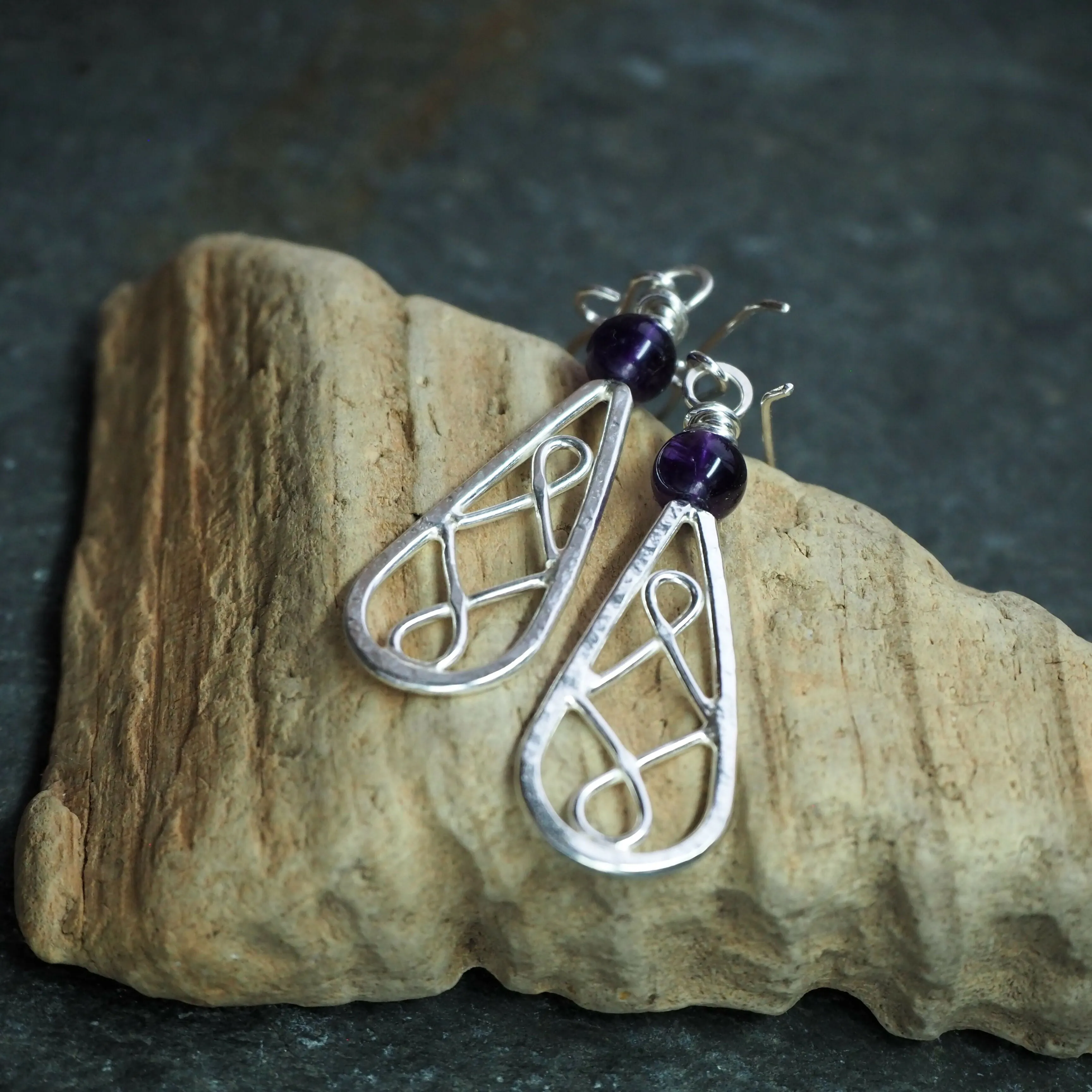 Amethyst Silver Dangle Drop Earrings