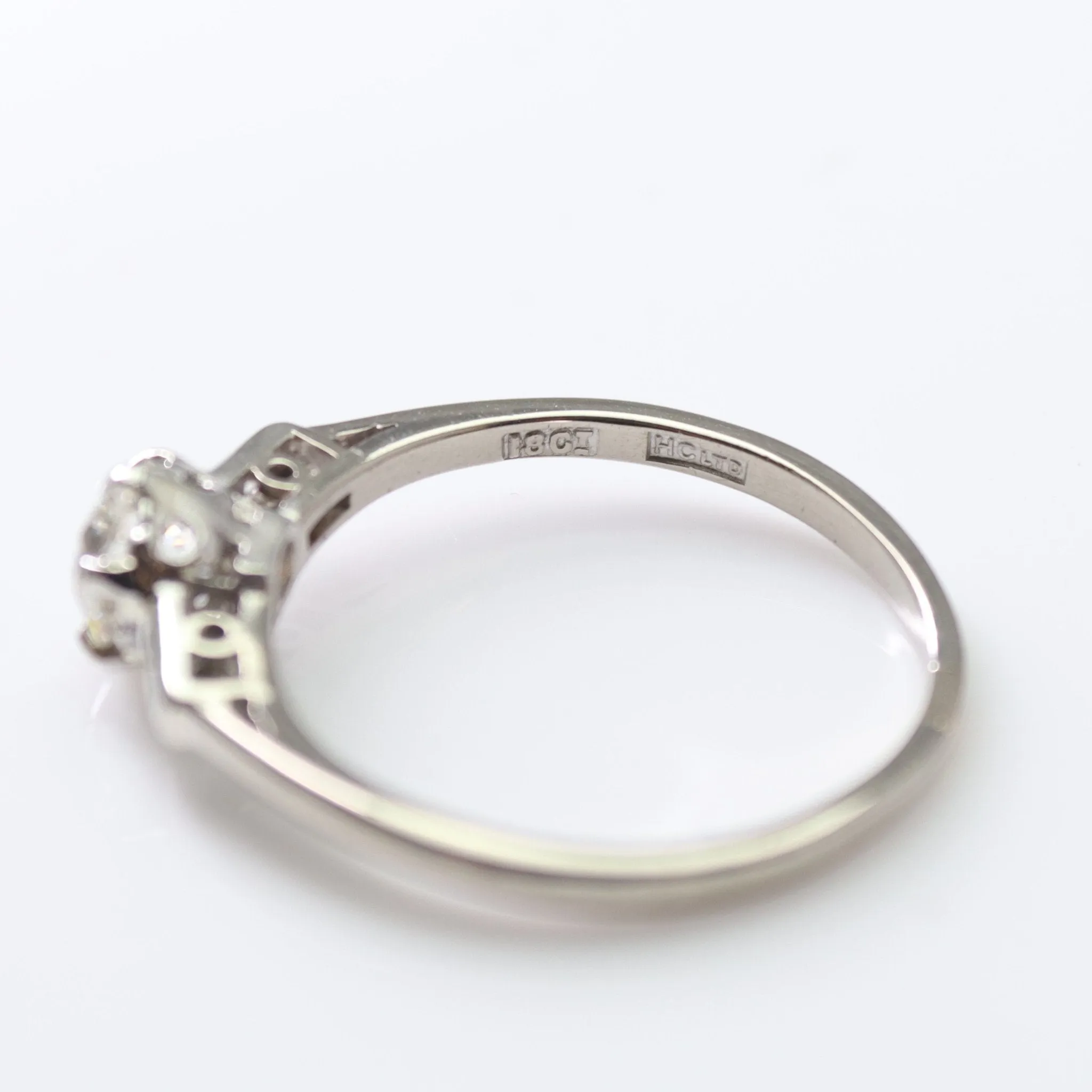 Art Deco 18 Carat White Gold Diamond Solitaire Ring