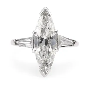 Art Deco GIA 2.09 Carat Marquise Diamond Platinum Ring