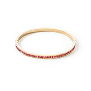 Bangle stainless steel & crystals gold pink 17