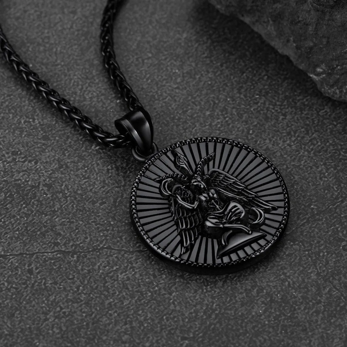 Baphomet Satanic Goat Leviathan Cross Necklace for Men