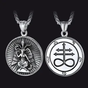 Baphomet Satanic Goat Leviathan Cross Necklace for Men