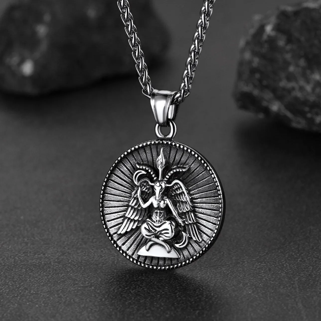 Baphomet Satanic Goat Leviathan Cross Necklace for Men